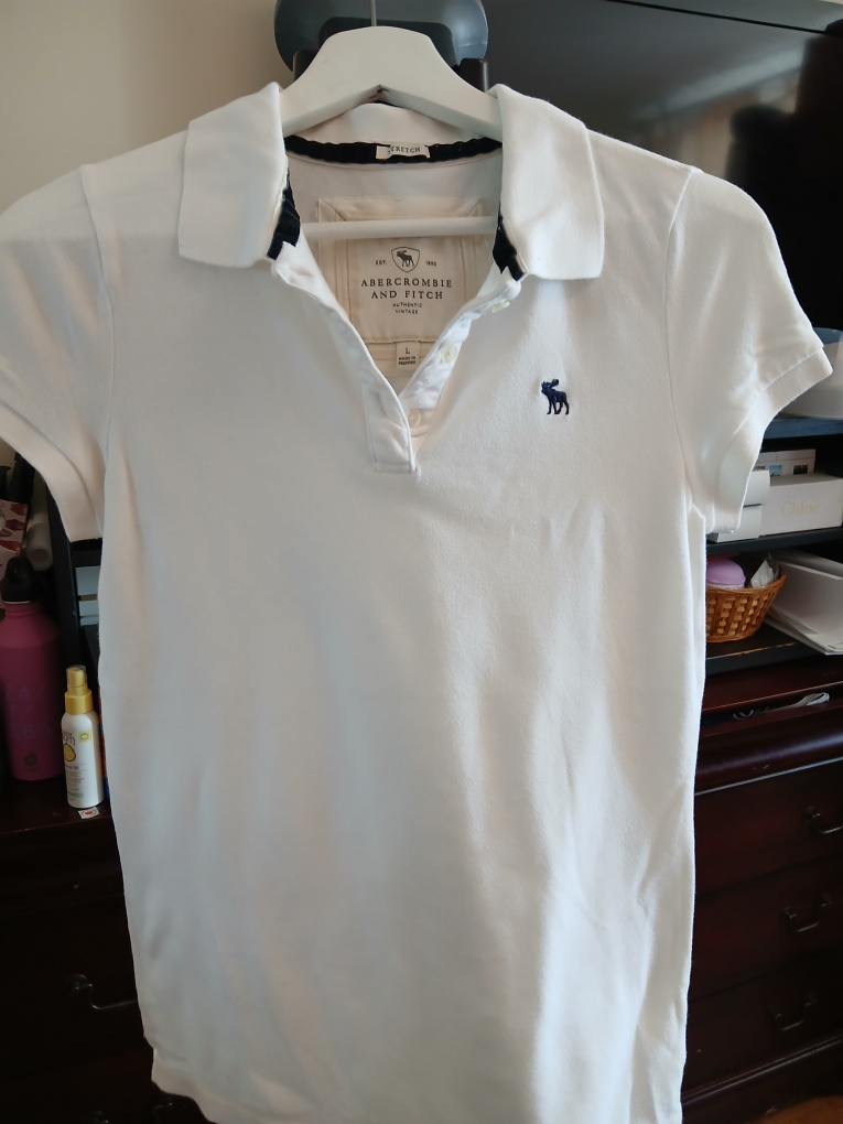 Abercrombie & Fitch White Polo Shirt - Size L