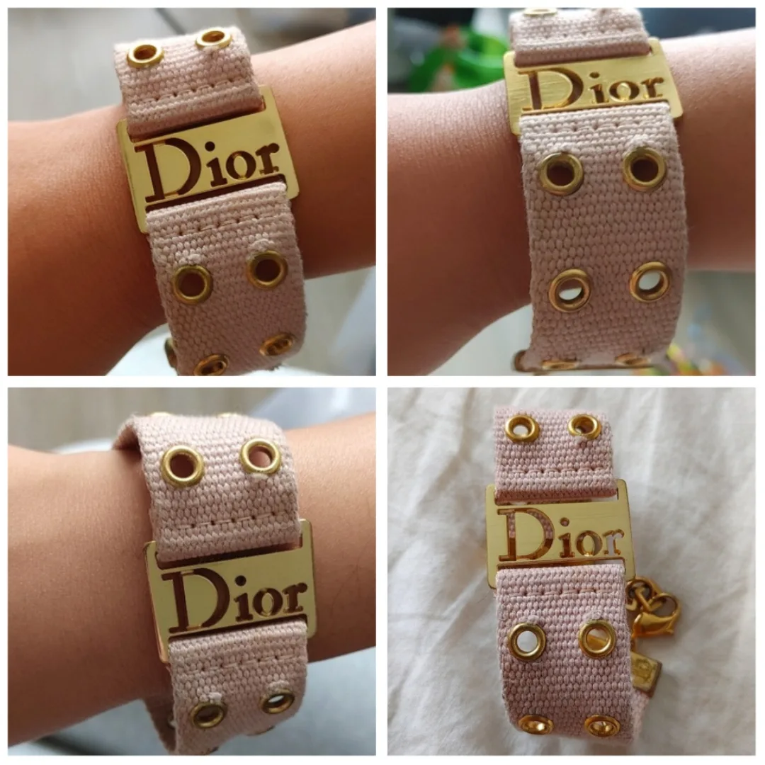 Vintage Dior Pink Canvas & Gold Bracelet image indicator(4)