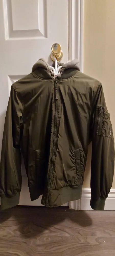 Hollister Olive Green XS Sherpa Lined Jacket thumbnail