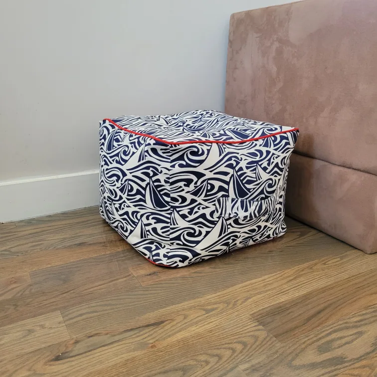 Vineyard Vine × Target - Nautical Themed Rough Seas Pouf - New thumbnail