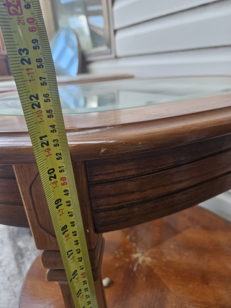 Oval set of 2 wood & Glass End Table - 22 inch - photo 3