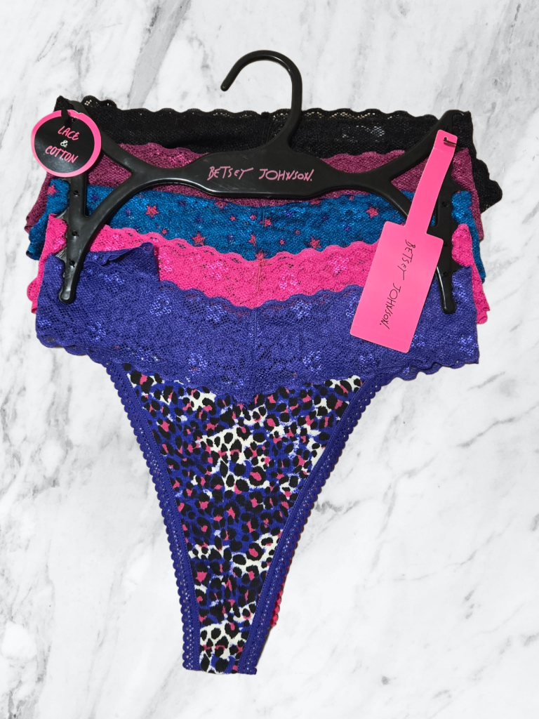 Betsey Johnson Lace & Cotton Thongs - Size Large