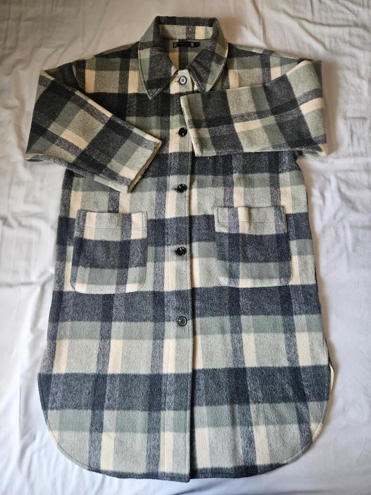 C'est Moi Plaid Flannel Shirt Jacket - S thumbnail