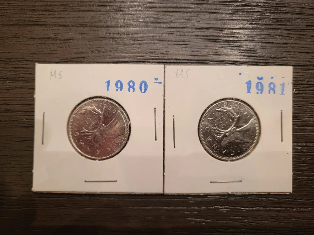 Vintage1980 & 1981 Canadian Quarter thumbnail