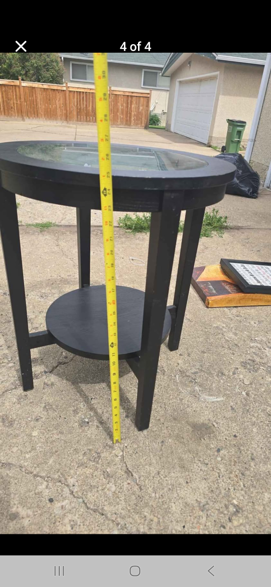Black Round Side Table with Glass Top - photo 3