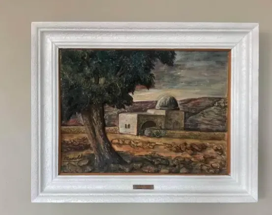 Rare Original  Jerusalem Stone & Oil Painting by Joseph Manobla thumbnail