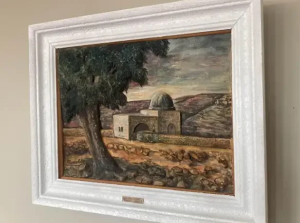 Rare Original  Jerusalem Stone & Oil Painting by Joseph Manobla image indicator(3)