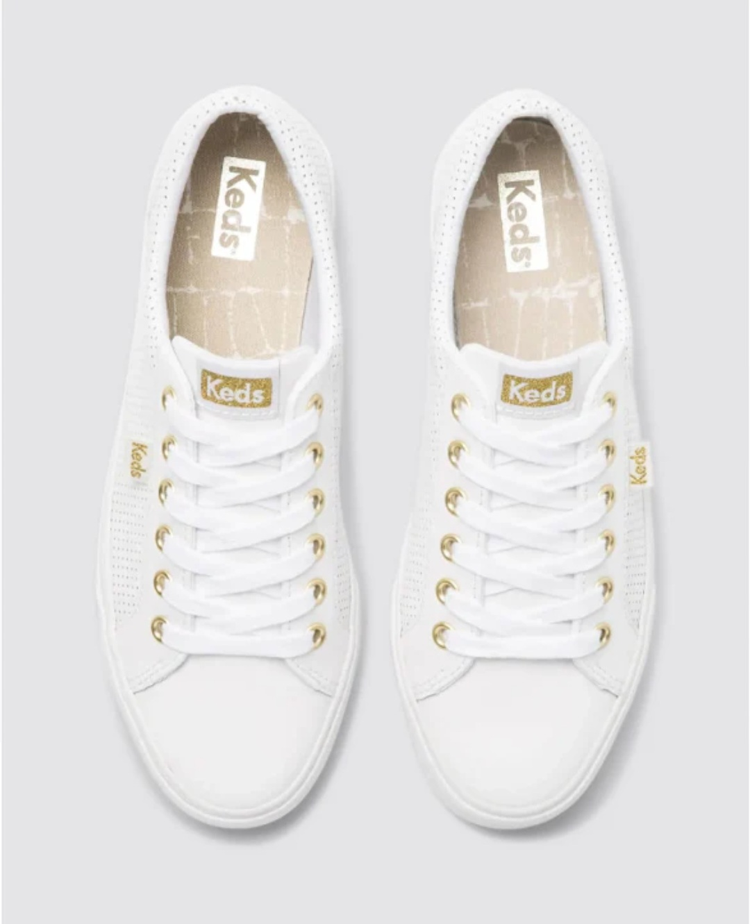 Keds Women's Sz 8 Jump Kick Leather White/Gold Sneakers
