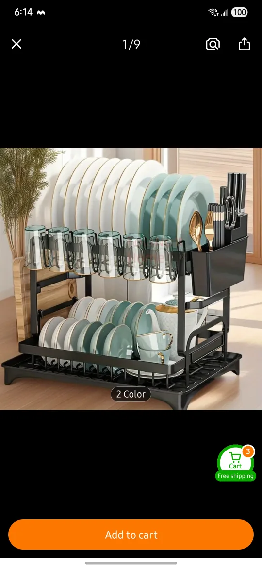 2-Tier Dish Drying Rack - 42cm x 30cm image indicator(2)