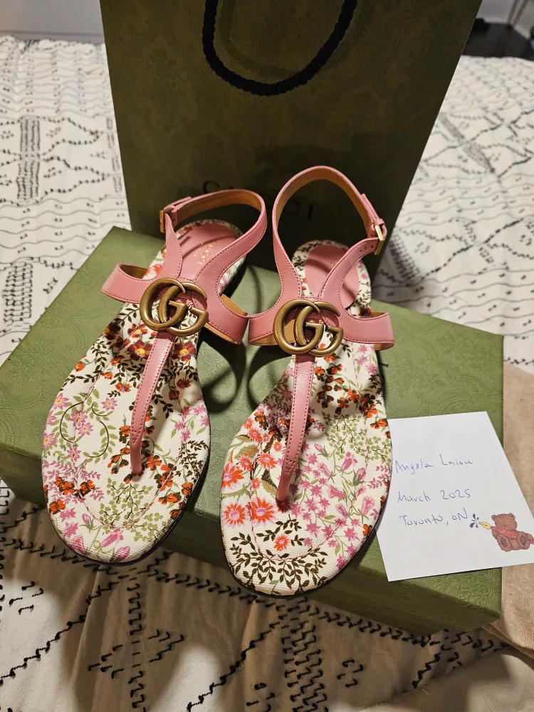 Gucci Pink Floral Sandals - Size 40 thumbnail