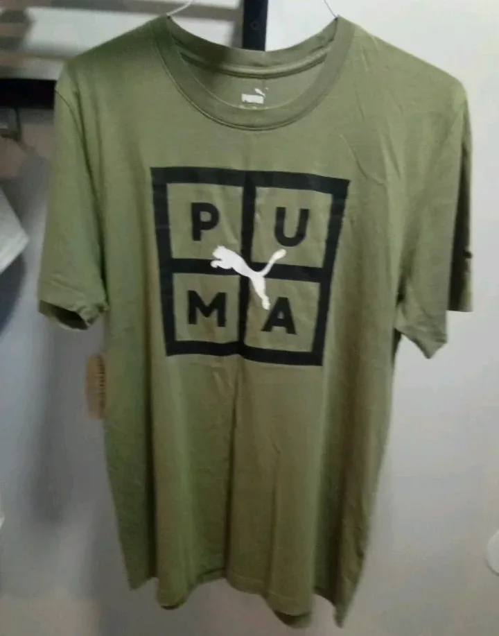 🥕Puma Olive Green Graphic Tee. Size L thumbnail