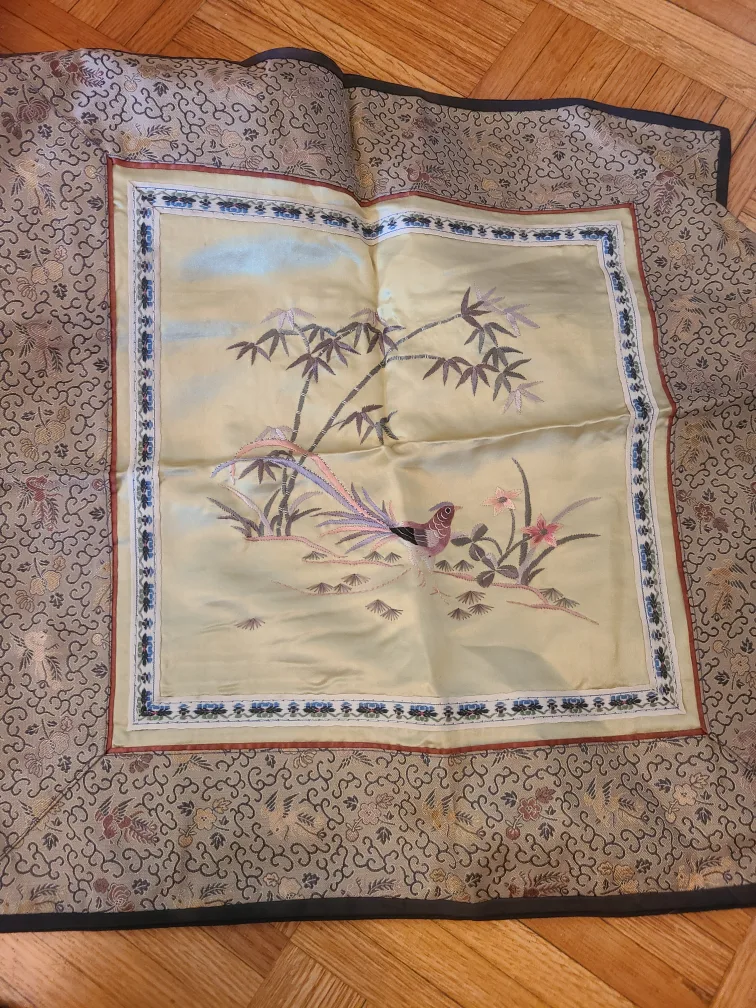 Embroidered Vintage -Style Silk Cushion cover thumbnail
