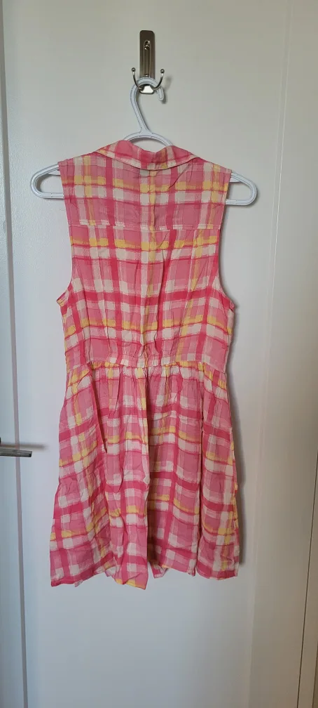 Pink Plaid Sleeveless Dress - Size Medium image indicator(2)