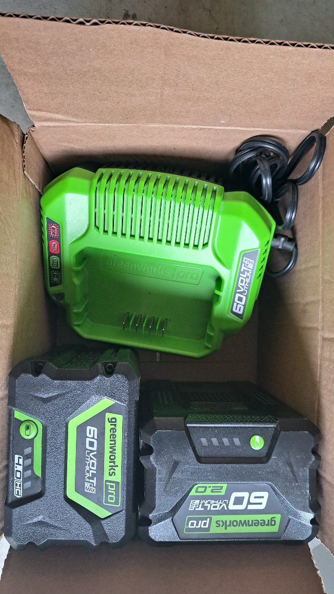 Greenworks Pro 60V Battery Charger & 2 Batteries - photo 3