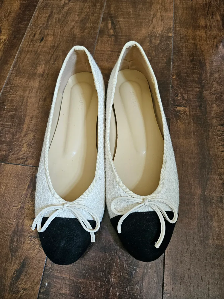 White and Black Ballet Flats thumbnail