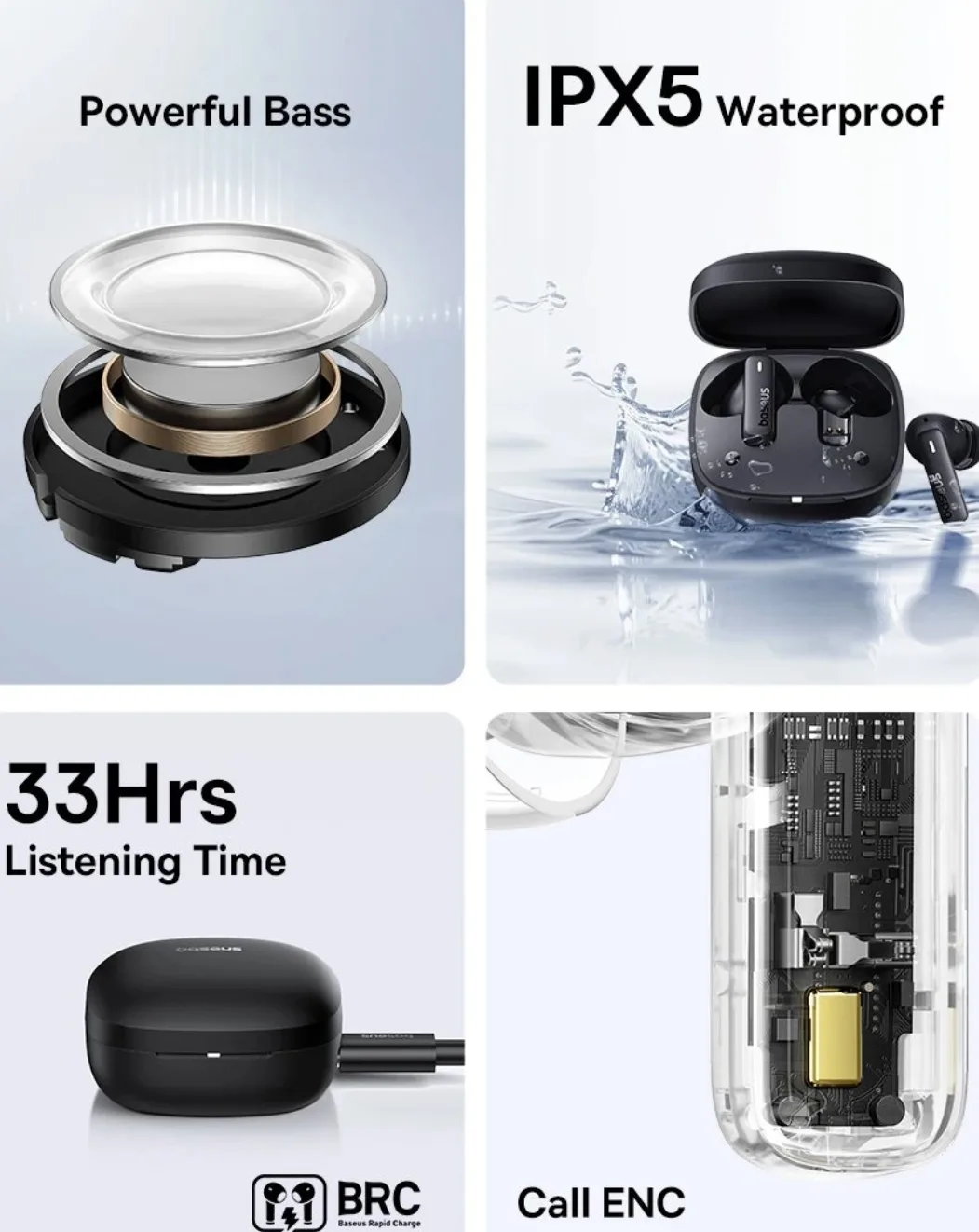 Baseus Bowie  Wireless Earphones Earbuds Bluetooth Headphones image indicator(3)