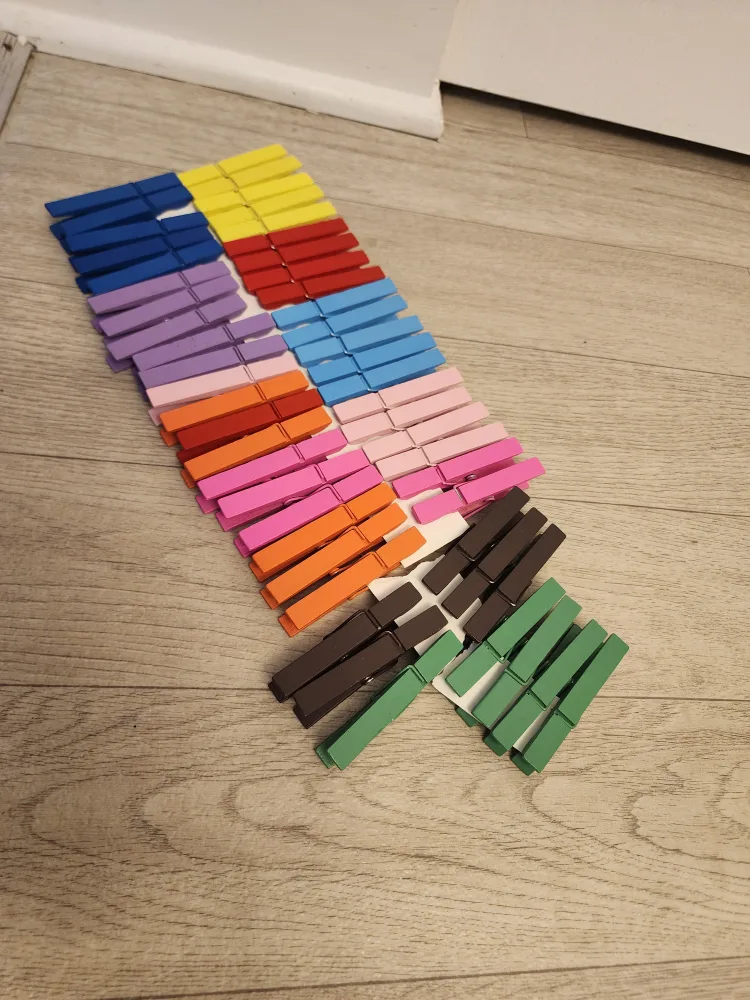 50 Large Wooden Clothespins – Assorted Colors (2.83”) image indicator(3)