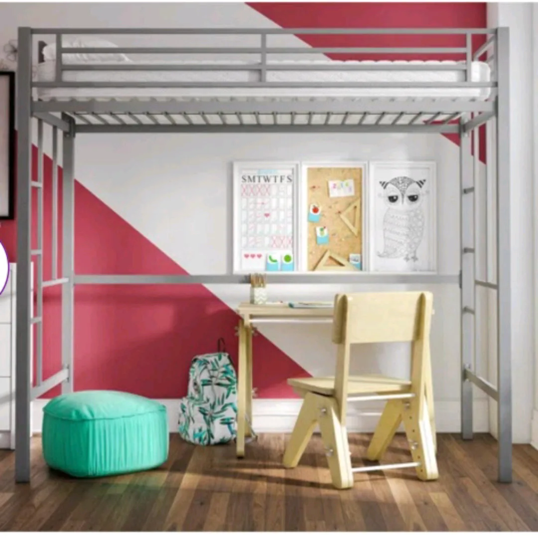 Grey Loft Bed Frame with Desk Space thumbnail