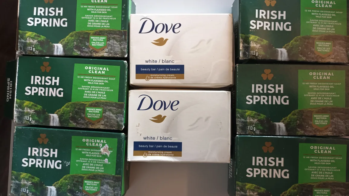 Dove White Beauty Bar & Irish Spring Soap Lot thumbnail