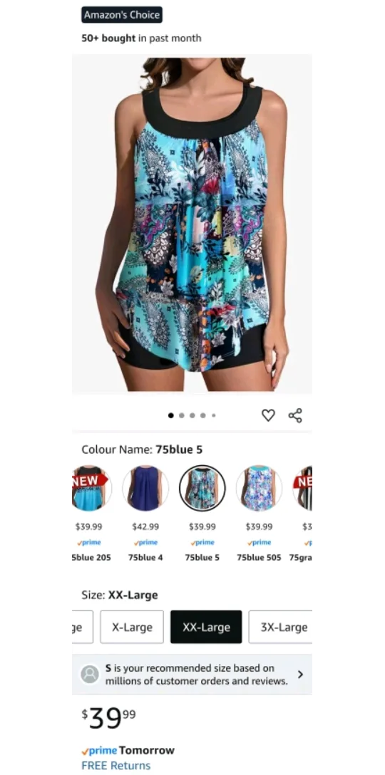 BNWT - Flowy Tankini Swimsuit Top - XX-Large image indicator(8)