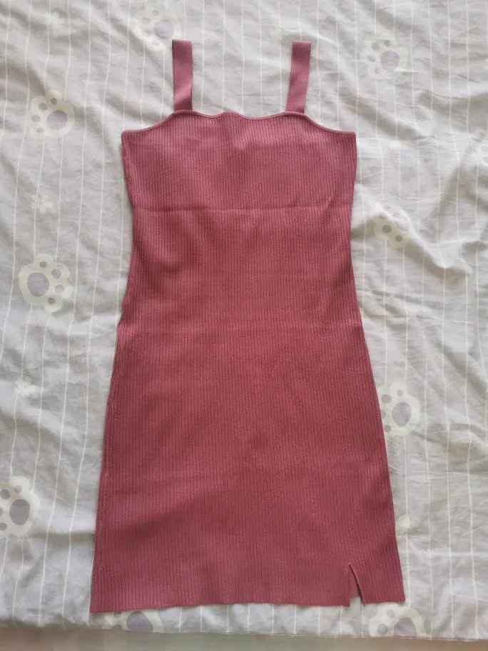 Pink Ribbed Knit Mini Dress thumbnail