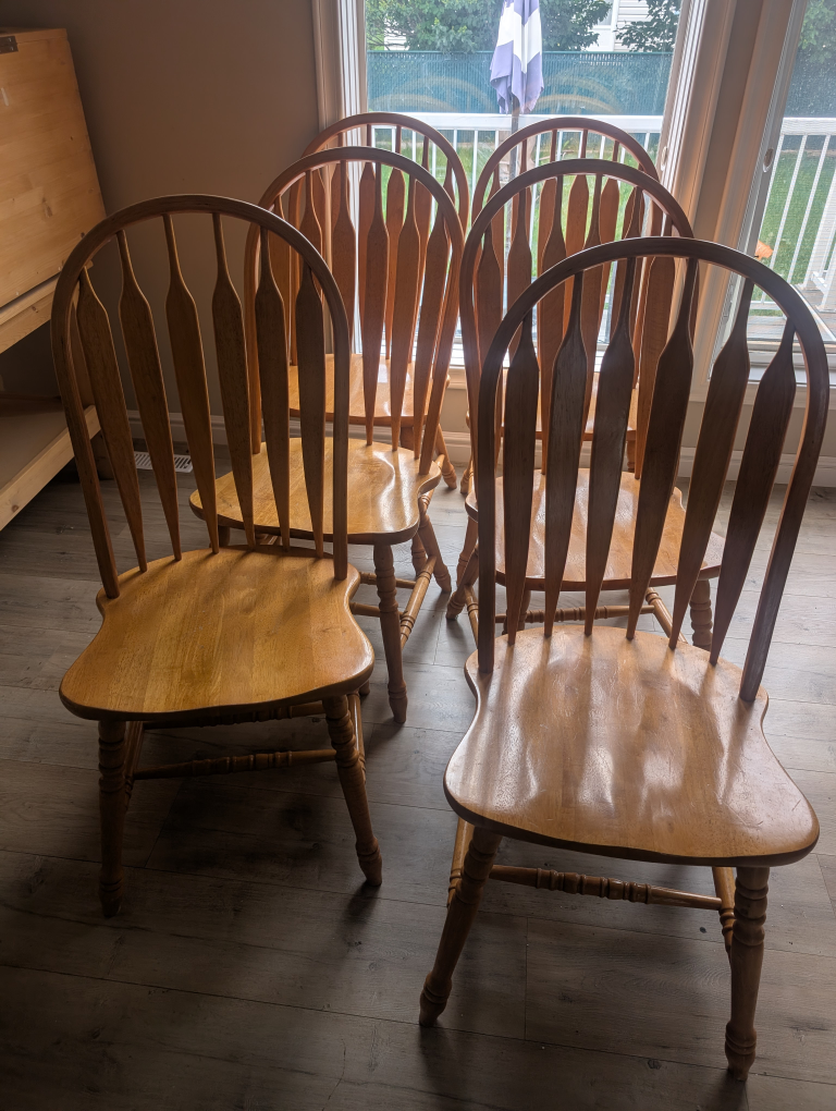 Set of 6 Wooden Dining Chairs