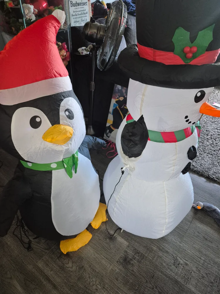 Inflatable Penguin and Snowman Christmas Decorations thumbnail