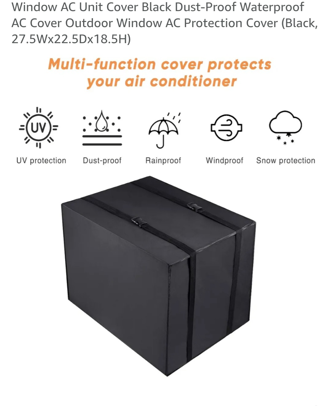 New Black AC Cover - 27.5"x22.5"x18.5"