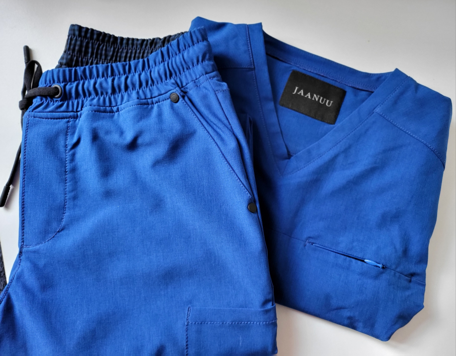 JAANUU Men's Royal Blue Scrub Set
