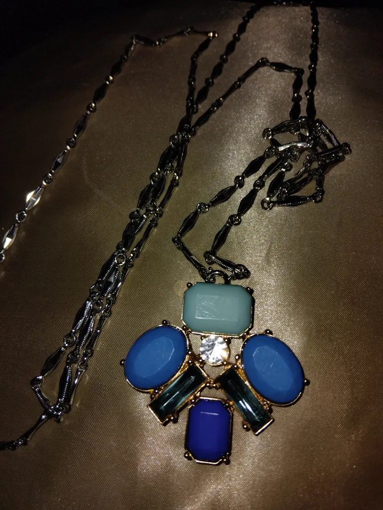 Statement Necklace with Blue & Green Stones thumbnail