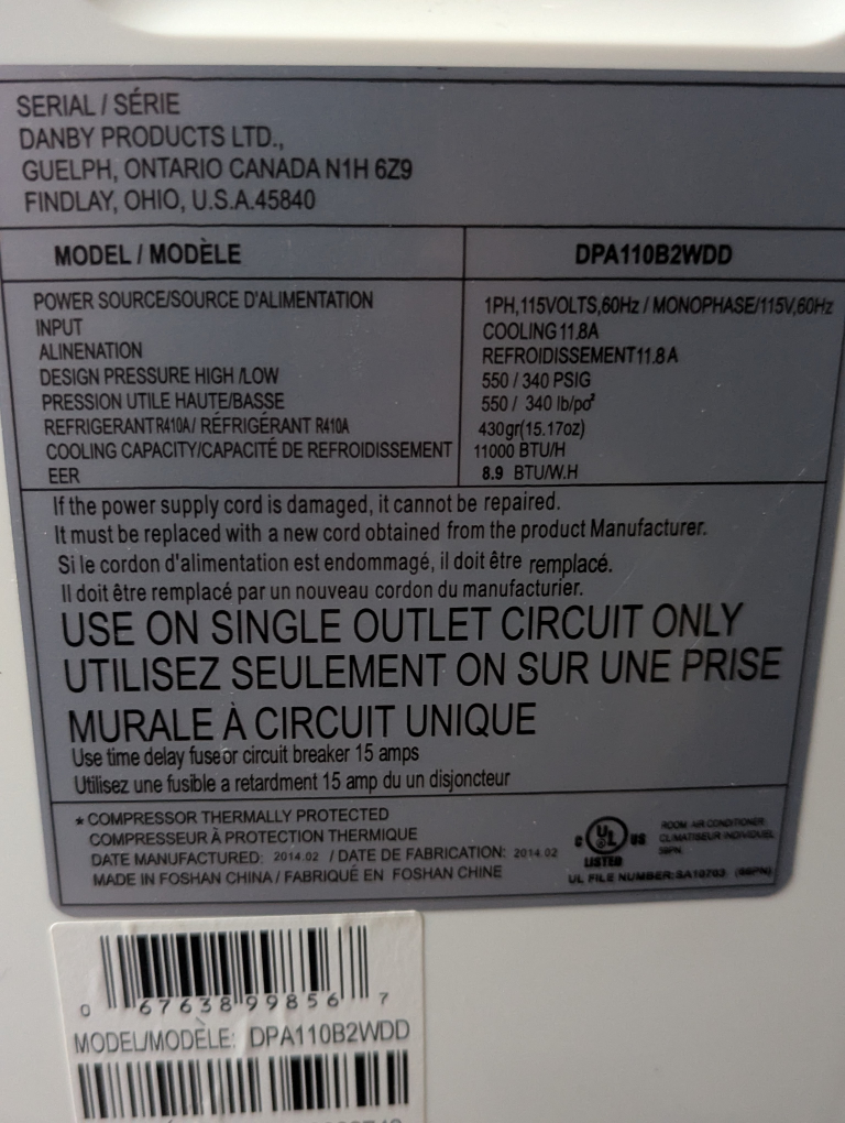 Danby Portable Air Conditioner DPA110B2WDD - photo 3