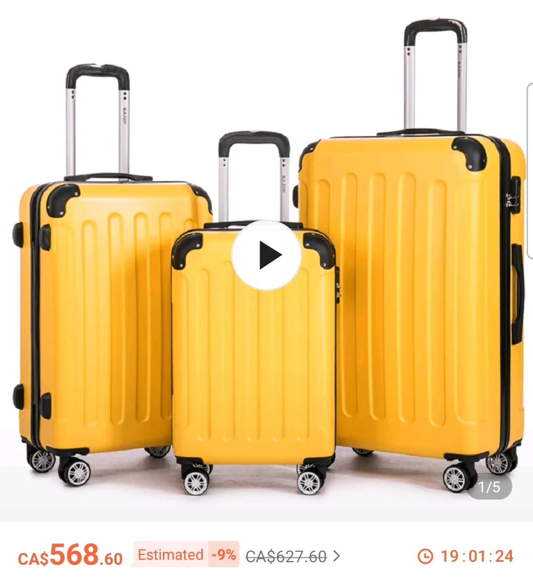Yellow Hardside Suitcase. thumbnail