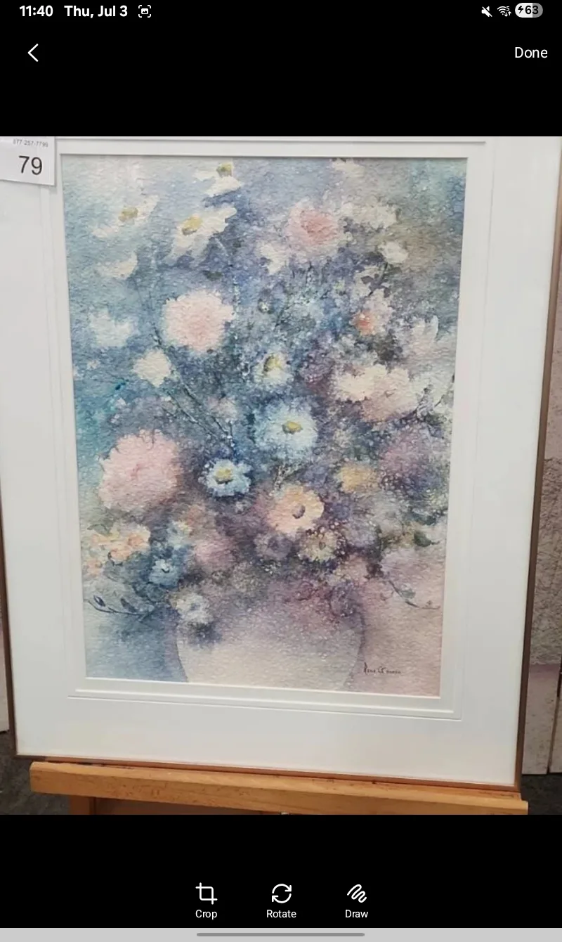 Beautiful Signed Floral Watercolour by Rene O'Connor thumbnail