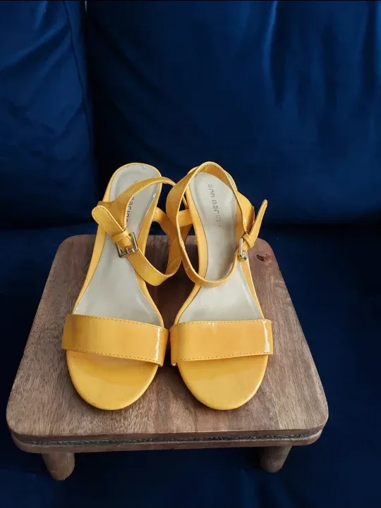 Yellow Wedge Sandals - Size 9 thumbnail