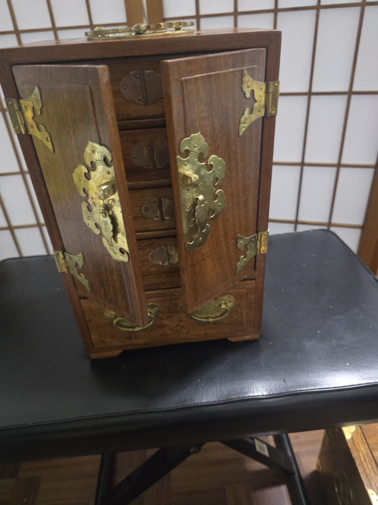 Vintage Wooden Korean Jewelry Box Cabinet - photo 3