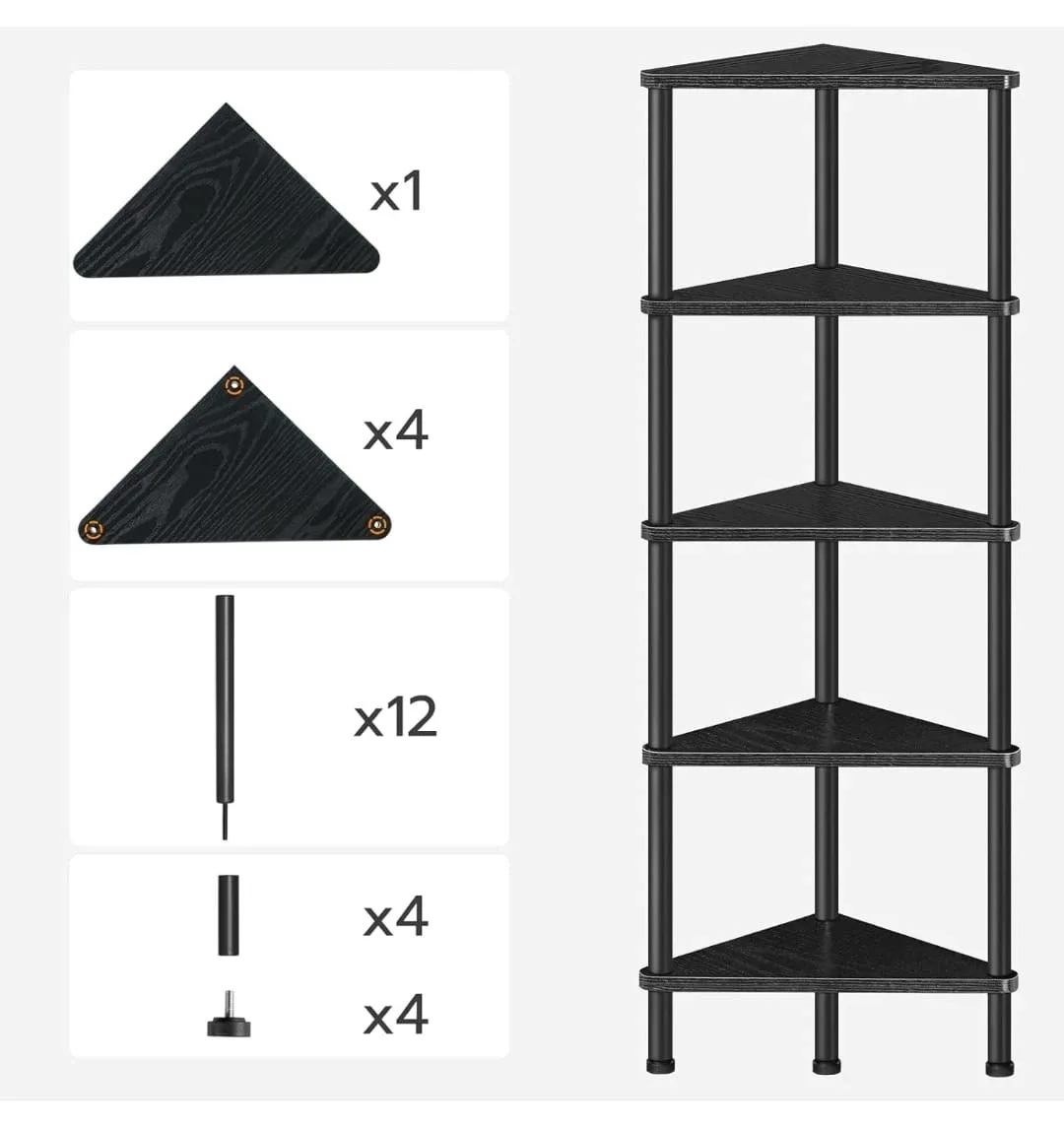 Black Corner Shelf - 5 Tier image indicator(7)