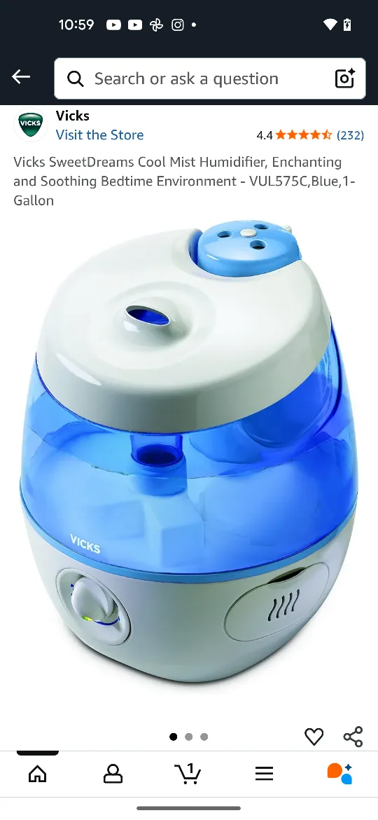Vicks SweetDreams Cool Mist Humidifier VUL575C thumbnail