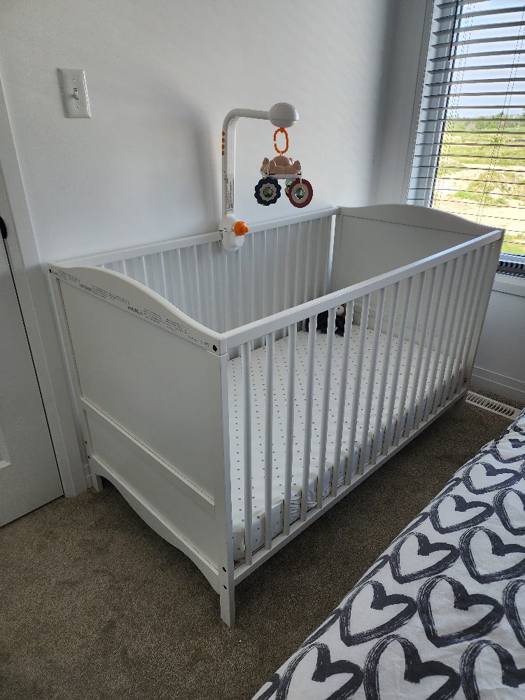 White Baby Crib with Mobile and mattress - photo 3