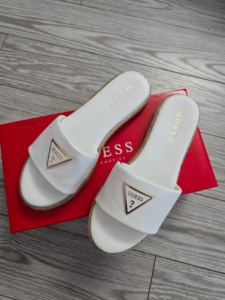 Guess White Sandals - Size 6M thumbnail
