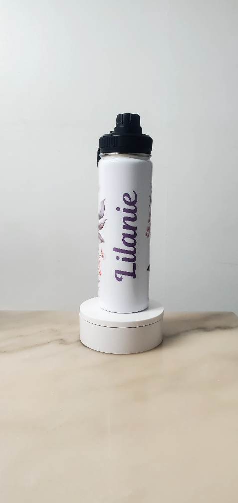 Floral Add a Name Water Bottle
