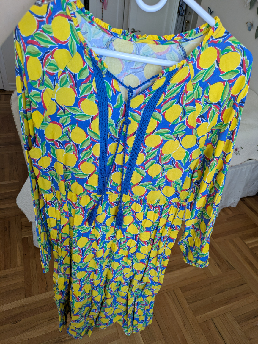 Lemon Print Dress - Blue & Yellow - photo 4