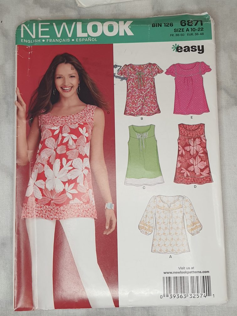 New Look Sewing Pattern 6871, Size A (10-22)
