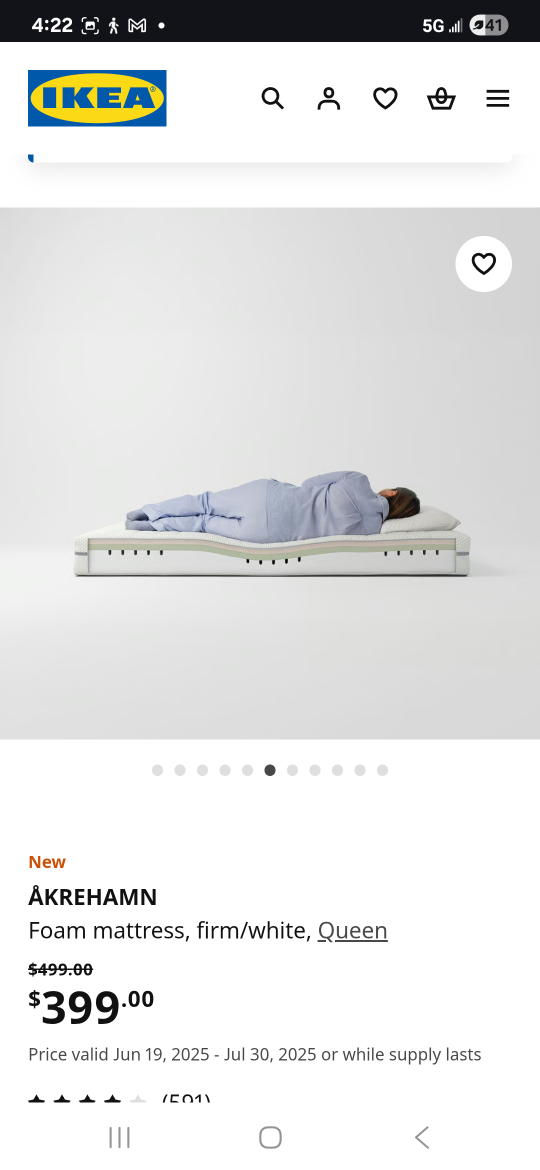 New IKEA ÅKREHAMN Queen Foam Mattress - photo 2