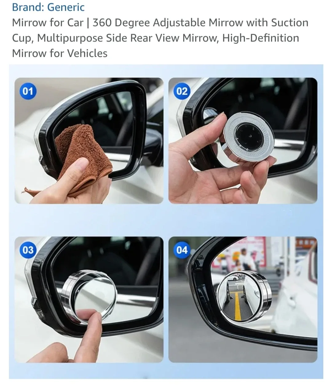 New Car Blind Spot Mirror - 2pcs Silver thumbnail