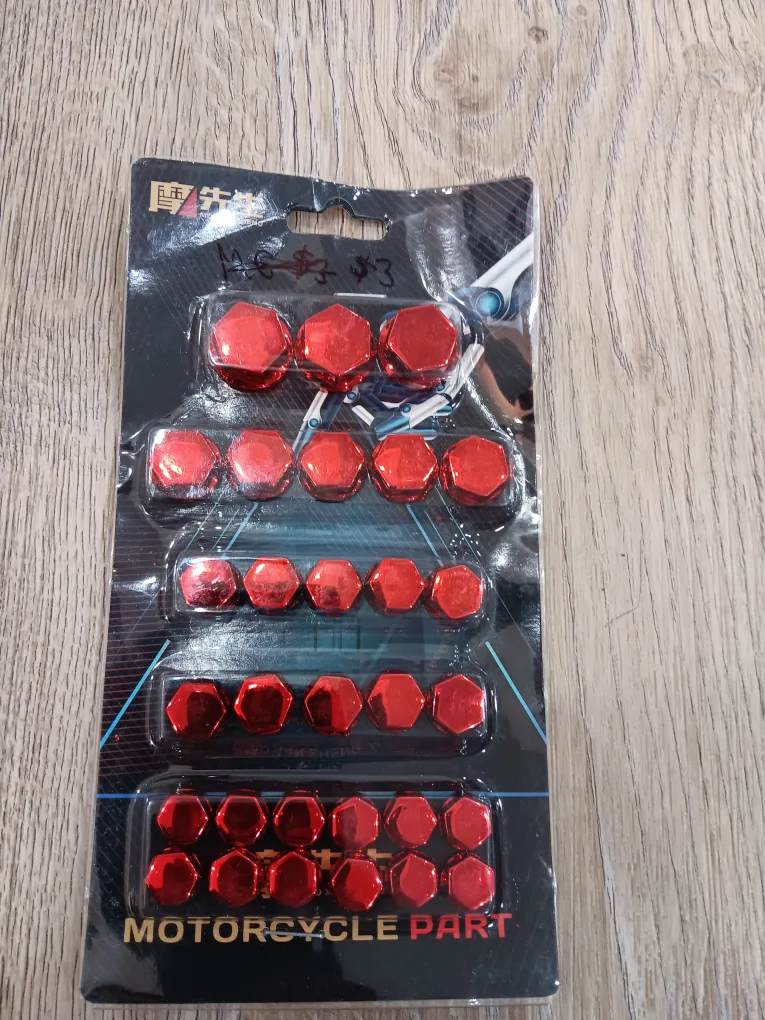 Red Motorcycle Nut Bolt Screw Cap Cover Set image indicator(4)