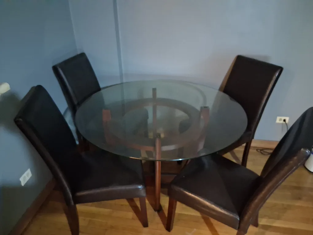 Glass Top Dining Table with 4 Chairs thumbnail