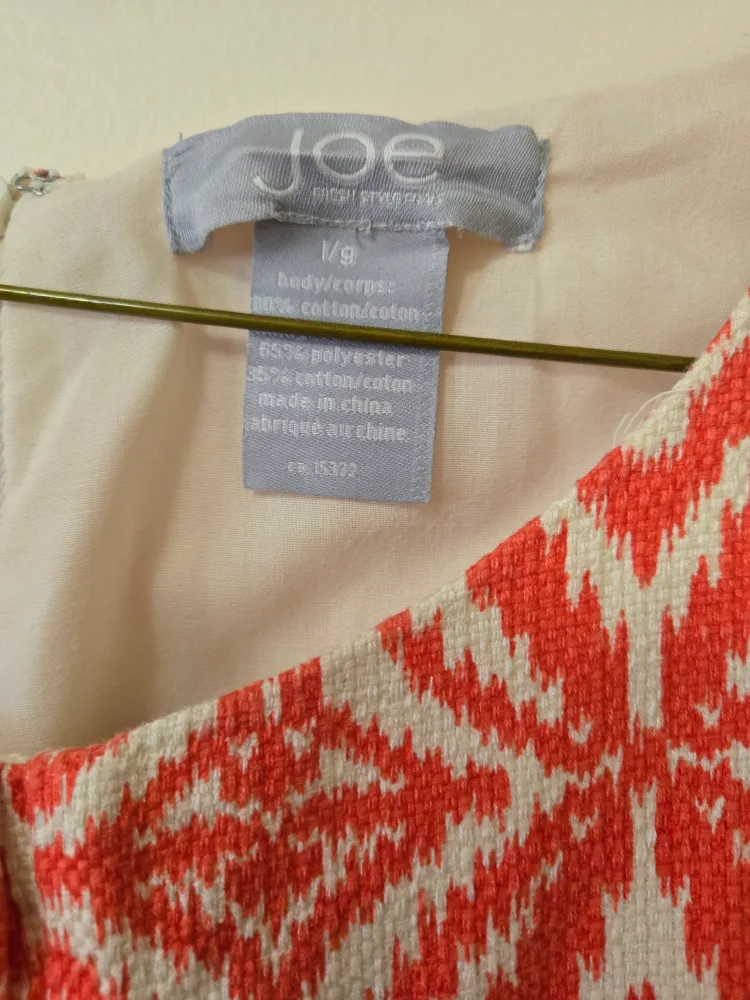Joe Fresh Coral & White Dress Size L image indicator(2)