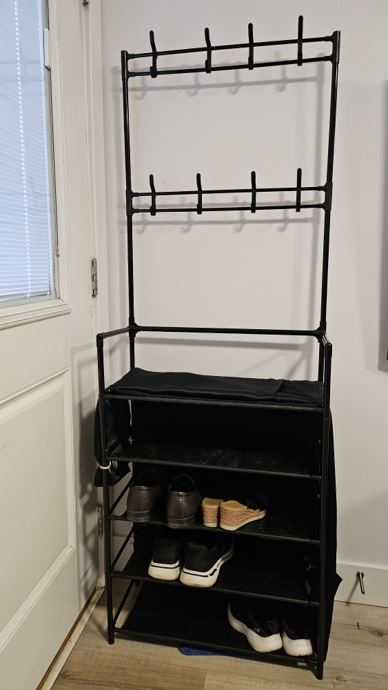 5-Tier Metal Shoe Rack with Coat Hooks - photo 4