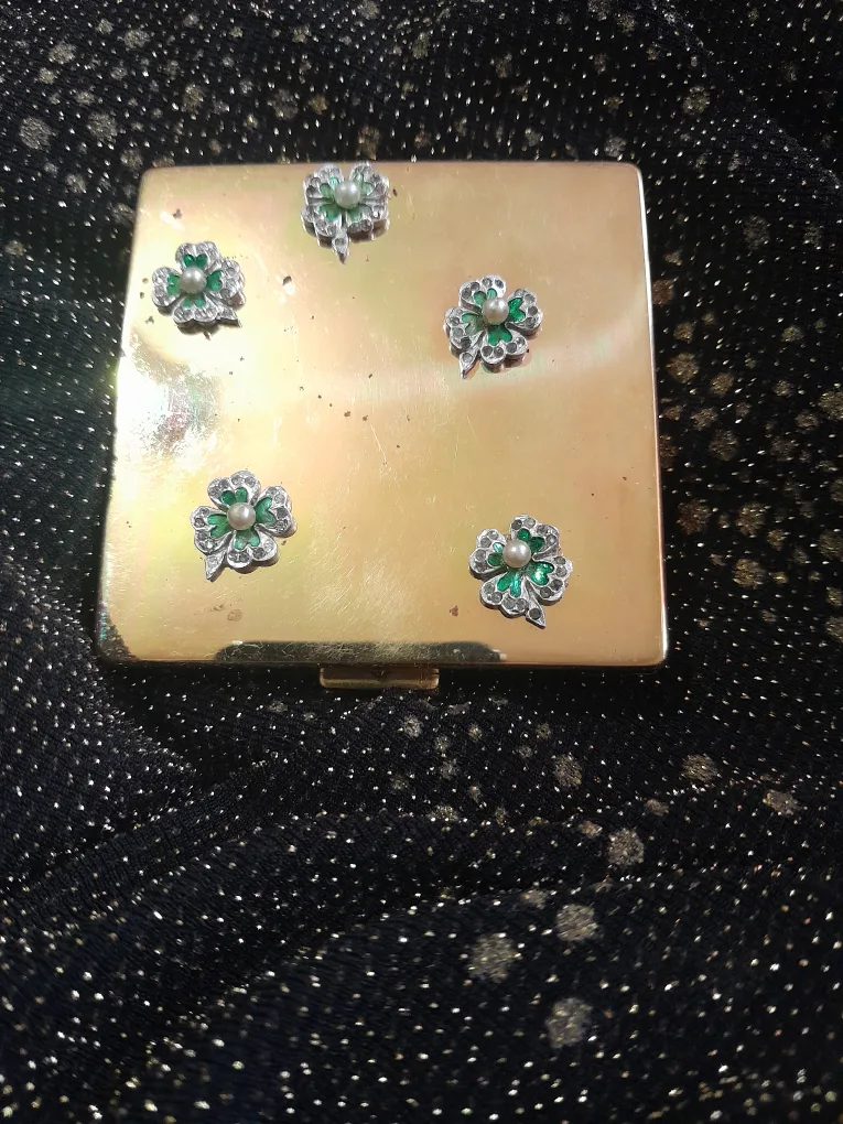 Vintage Ciner Gold Tone Compact Mirror thumbnail