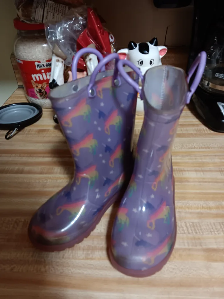 #Freecycle Purple Unicorn Rain Boots thumbnail